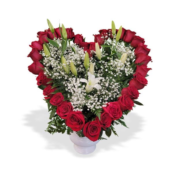 Wow—this beautiful heart made only with the highest quality roses will leave you speechless.