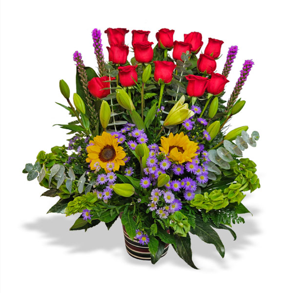 A stunning one-sided arrangement that captures the joy of the sun.